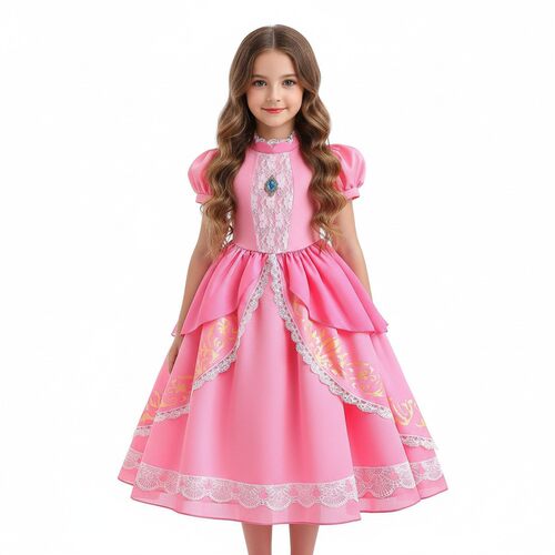 女童万圣节舞会碧琪公主裙马里奥黛西Cos服Princess Peach Dress