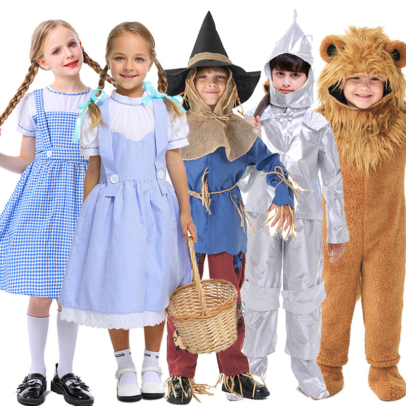 儿童绿野仙踪舞台剧演出服装 多萝西稻草精灵dorothy cos扮演服饰