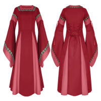 Adult Halloween cosplay costumes for opera and drama performances, European medieval costumes with flared sleeves, long court skirts thumbnail 5