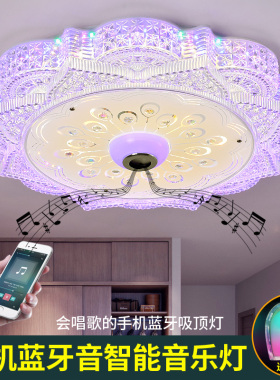 LED蓝牙音乐吸顶灯创意简约圆形儿童房间灯遥控客厅卧室灯具装修