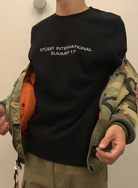 STUSSY INT'L SUMMER标语宽松男女潮牌套头圆领卫衣情侣