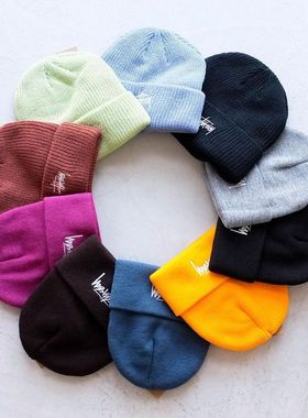 现货STUSSY STOCK CUFF BEANIE 刺绣logo标毛线绒 冷帽针织粗毛线