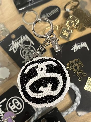 STUSSY SS LINK BEADED BALL KEYCHAIN 双S珠串球形钥匙扣