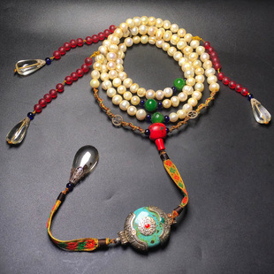 古玩收藏民俗古法老气珍珠108颗朝珠 主珠尺寸约:10毫米*108颗