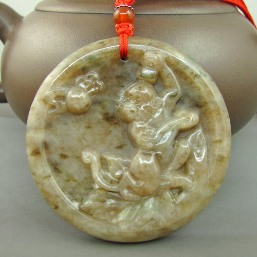 送证书天然独山玉生肖猴挂件吊坠