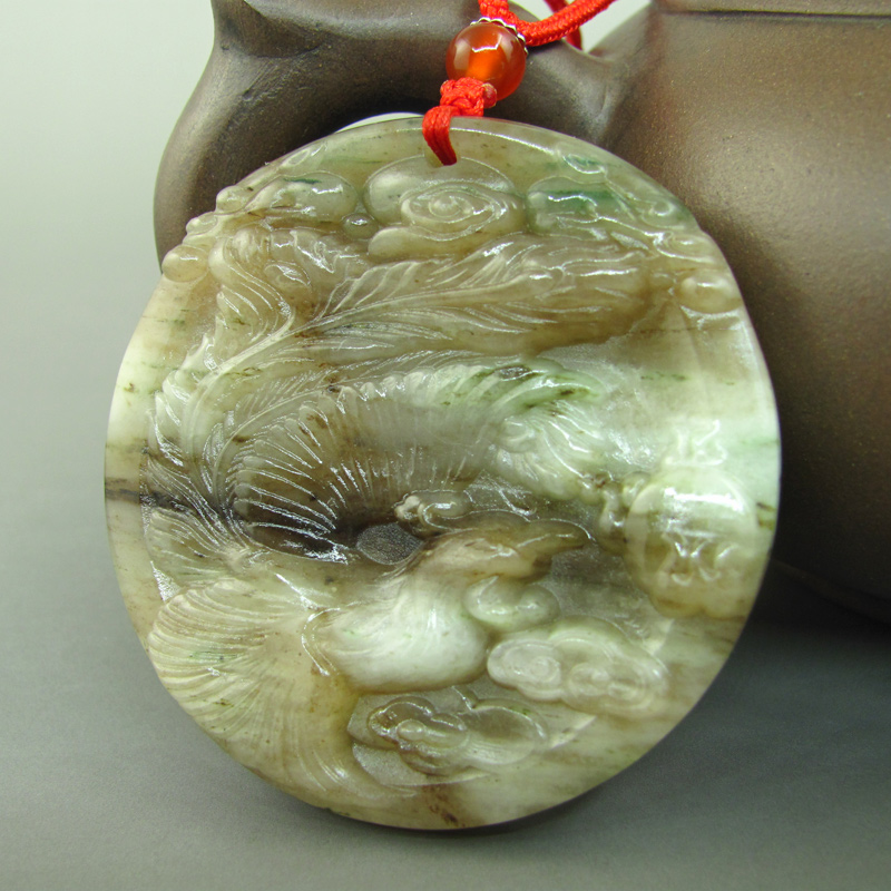 送鉴定证书独山玉凤凰吊坠挂件