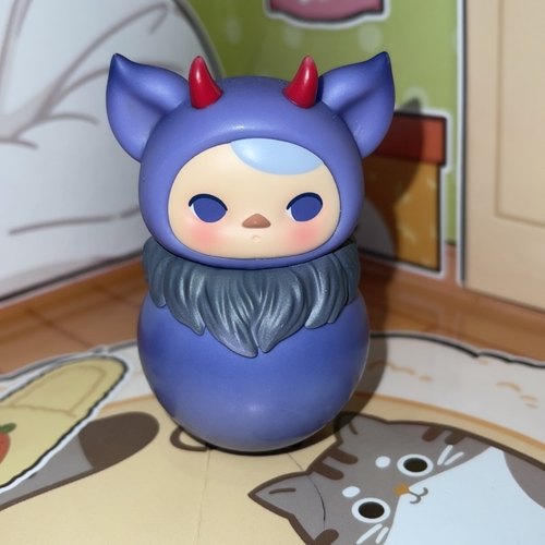 正版泡泡玛特 毕奇 喵喵不倒翁系列 恶魔猫
