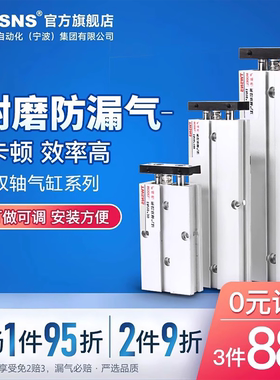 双杆气缸双轴双出小型TN气动汽缸10/16/20*10/30/50/60/70/80/90