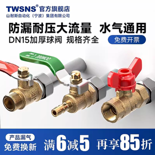 TWSNS台氣山耐斯全铜黄铜球阀开关阀门水管接头手柄内丝外丝加厚