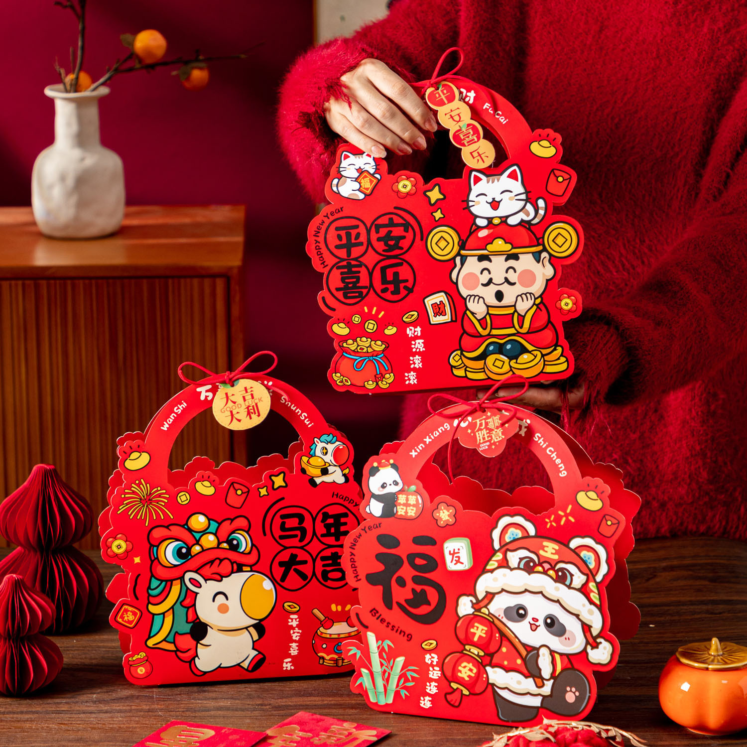 2026马年新年包装盒礼盒饼干年货糕点雪花酥糖果春节中式小礼品盒