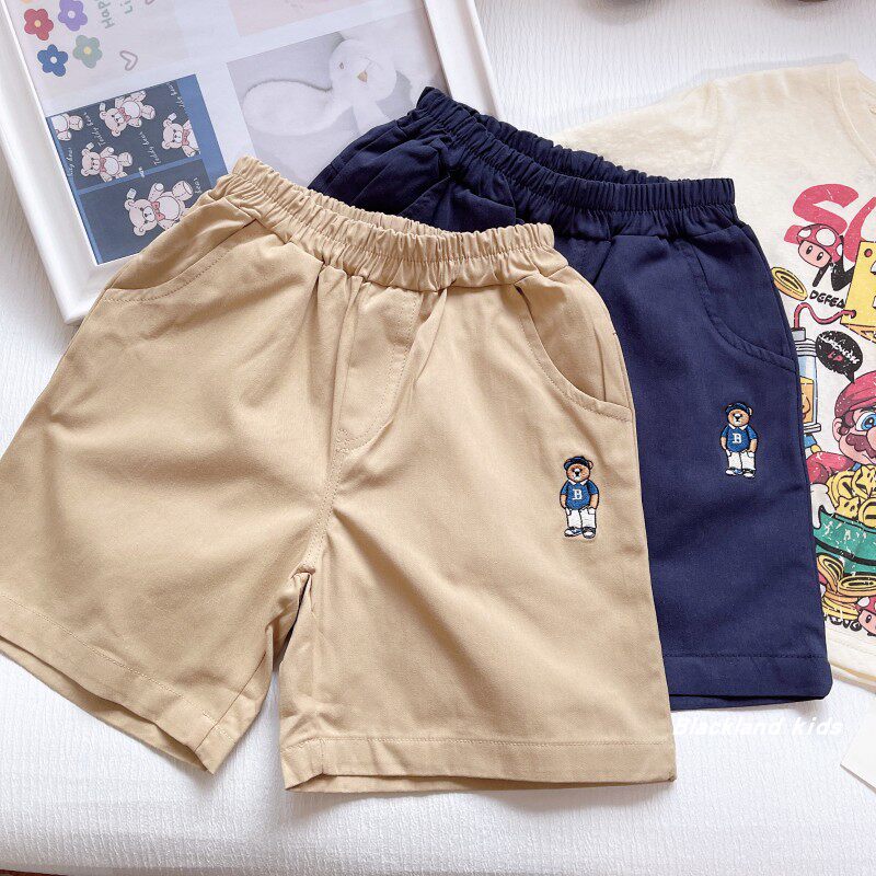 100-160码 男童女童儿童短裤 夏款童装 宝宝刺绣棉布宽松中裤子