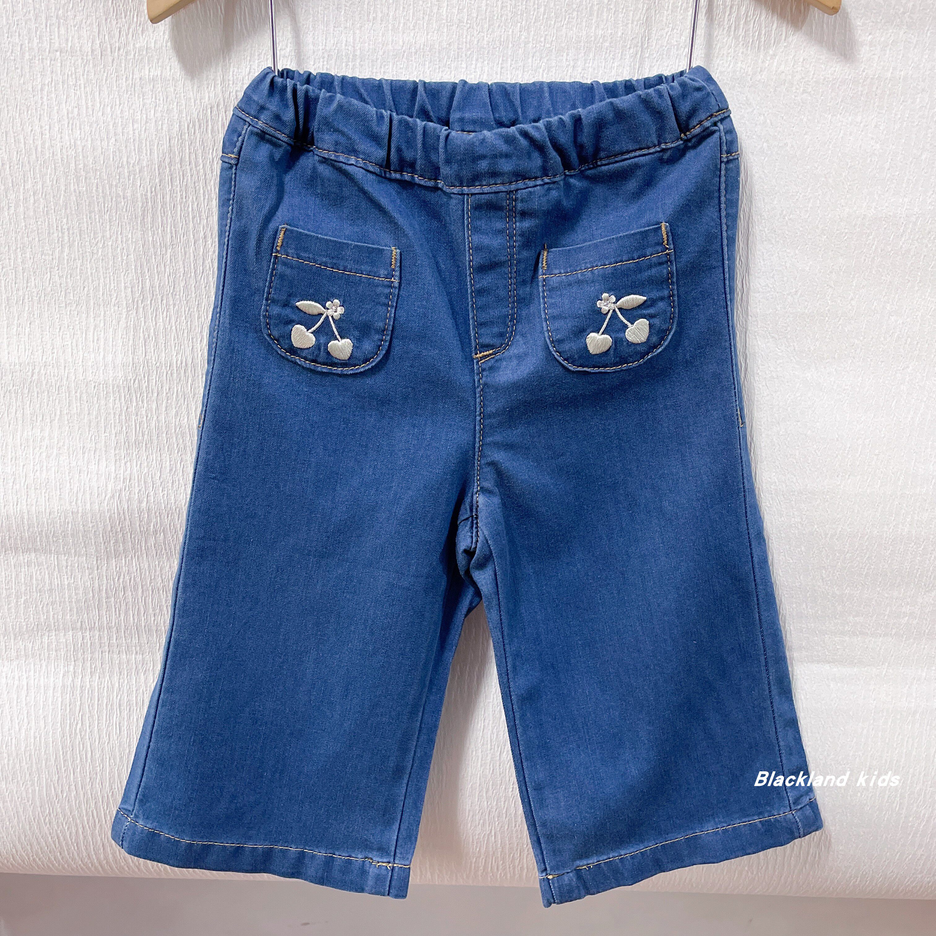 九分阔腿裤 可调节腰 春夏薄款 纯牛仔布长裤子