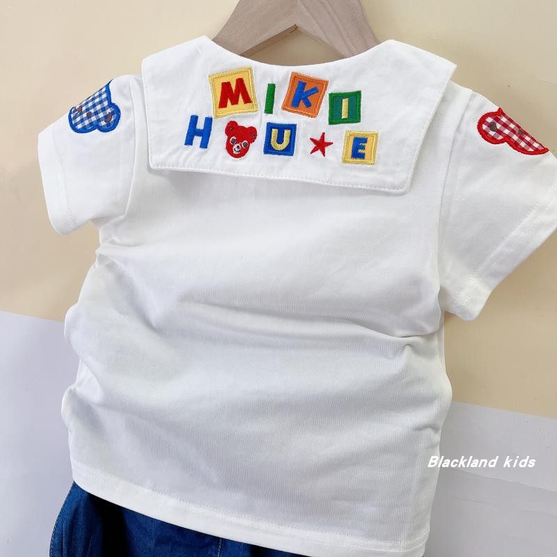 夏款日系童装男童纯棉白色海军风短袖t恤 女宝宝儿童可爱半袖