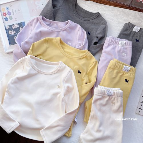 100-160码春秋冬款童装 男童女童儿童宝高弹磨毛家居服套装秋衣秋