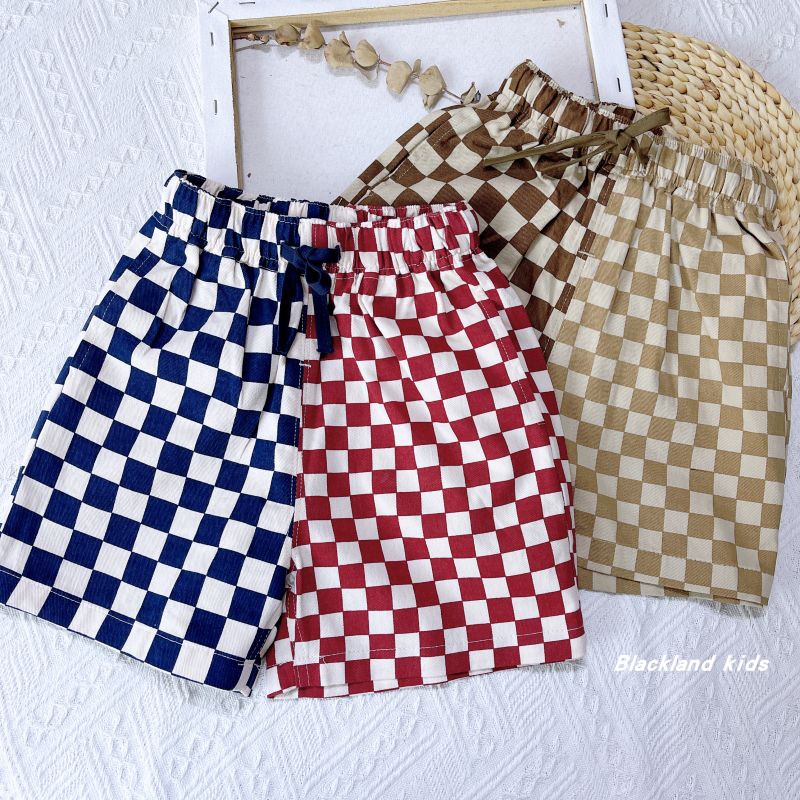 儿童宝宝棋盘格子中裤短裤