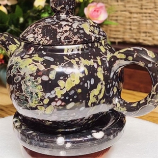 梅花玉茶壶原矿老料玉石标准壶汝阳茶具安山玉壶