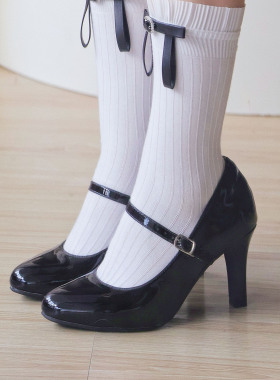 现货素版花笺高跟鞋 桃小坞Lolita优雅CLA系通勤单鞋女玛丽珍鞋