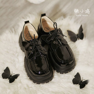 女蝴蝶可拆 桃小坞lolita学院风JK厚底单鞋 绝版 清仓蝶舞原创小皮鞋