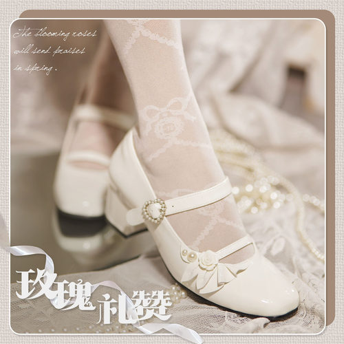 桃小坞原创设计玛丽珍鞋玫瑰花