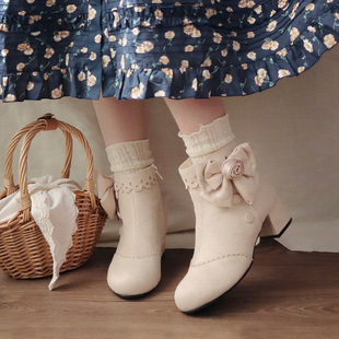 现货洛丽塔短靴女玫瑰誓约桃小坞lolita正品靴子维多利亚2026