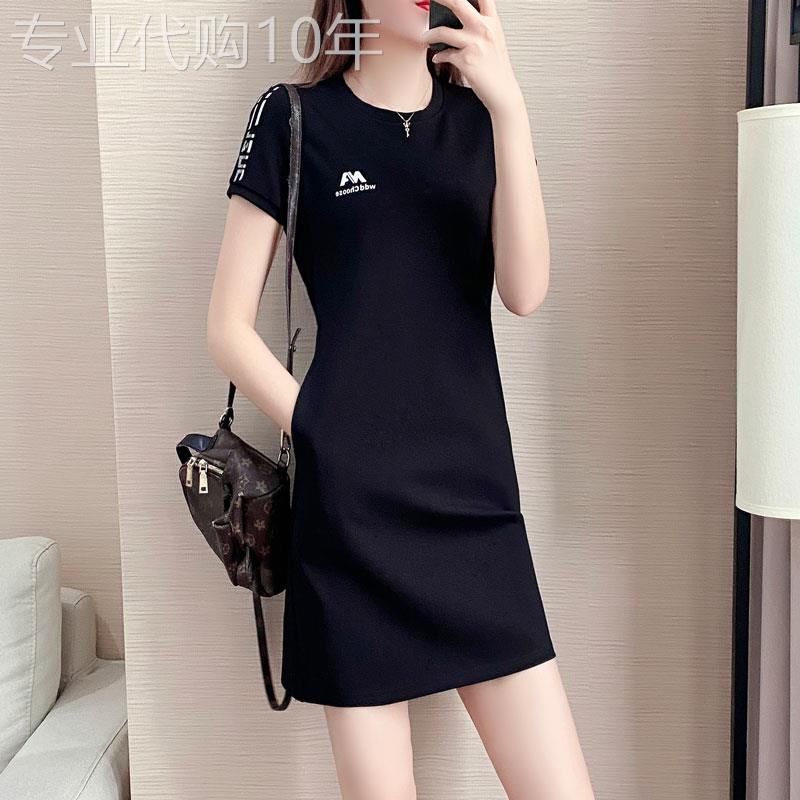 香港潮牌大码女装夏装新款胖妹妹宽松显瘦时尚短袖运动休闲连衣裙