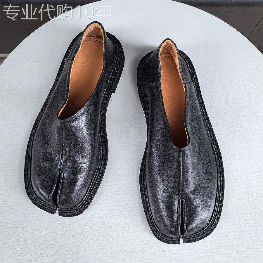 【意大利&奢品】水洗分趾鞋男女同款厚底夹趾鞋复古皮鞋乐福鞋