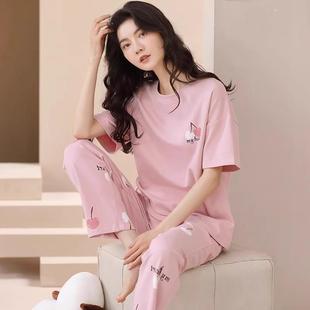 简约春夏休闲 日本睡衣女款 短袖 2025新款 ??印花可外穿家居服 薄款