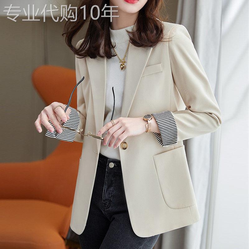 小个子杏色西装外套女春秋季2026新款韩版高级感炸街休闲西服上衣
