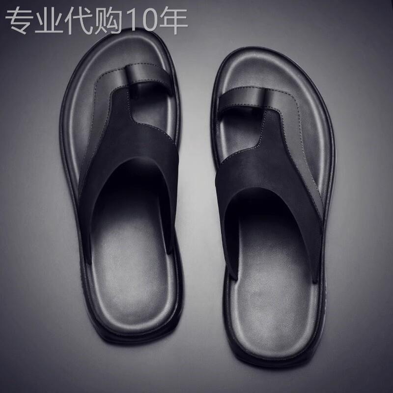 潮牌高端真皮人字拖男士2025夏季新款夹趾脚拖鞋外穿防滑沙滩凉鞋