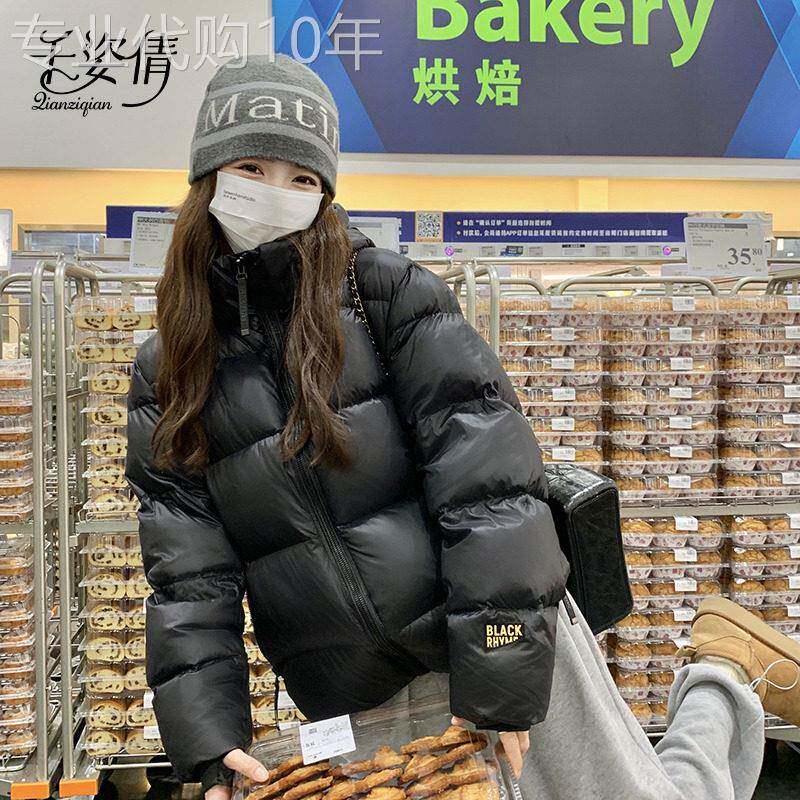 黑金羽绒服女冬2025新款韩系宽松时尚加厚保暖面包服90白鸭绒外套