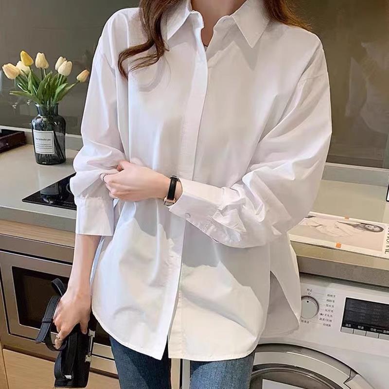 欧洲站高级感白色衬衫女2025新款春秋冬季设计感大码纯棉长袖上衣