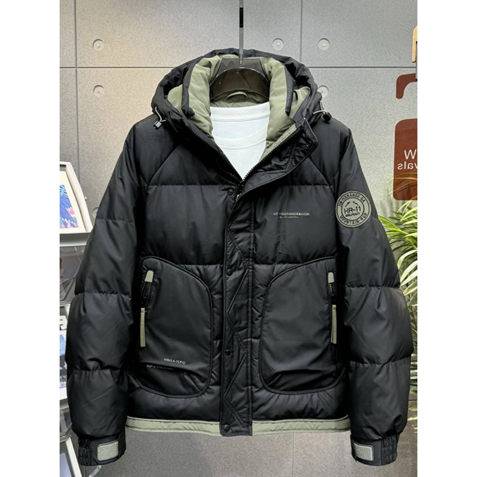 代购冬季加厚保暖羽绒服男痞帅工装夹克外套白鸭绒冲锋衣三防面料