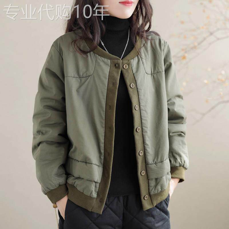黑色棒球制服夹克的妇女秋冬2025新绗缝保暖加厚棉外衣短外衣的妇