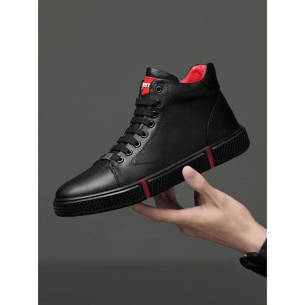 男鞋秋季2025新款韩版百搭真皮高帮皮鞋加绒保暖棉鞋男士运动板鞋