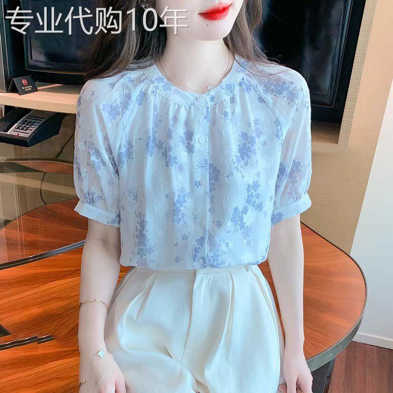 白色衬衫女2026新款夏季法式圆领高级感轻奢减龄洋派小衫雪纺上衣