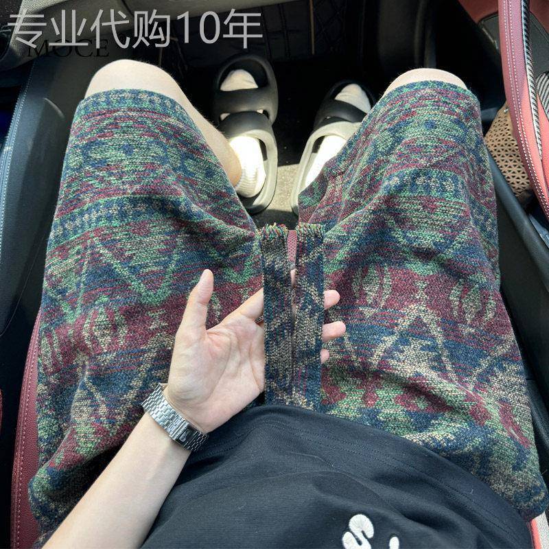 针织短裤男夏季民族风脏脏印花休闲五分裤青年痞帅宽松百搭中裤子