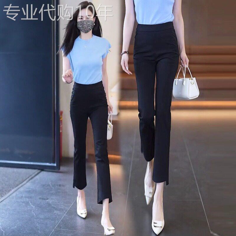 黑色裤子女2026年新款夏季薄款高腰修身小个子休闲九分烟管西装裤