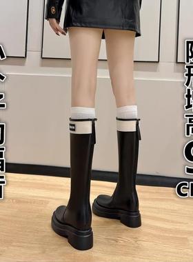 guidi fame真皮厚底高筒靴女2025秋冬款小个子显瘦马丁靴百搭女靴