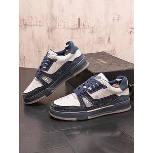 欧洲男鞋trbottom品牌运动鞋男士低帮莱茵石高底时尚无障碍奢侈时