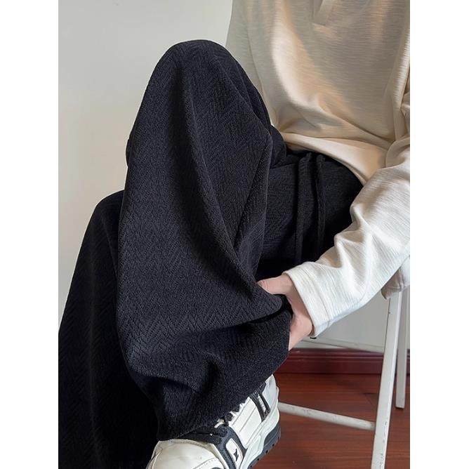 潮牌慵懒风宽松休闲直筒裤男秋冬时尚韩版阔腿裤美式覆古运动卫裤