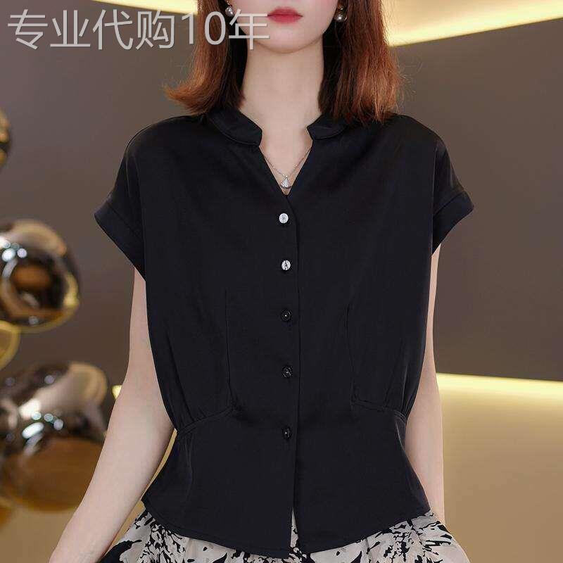 宽松休闲百搭短款短袖衬衫女夏季2026新款时尚洋派质减龄无袖衬衫