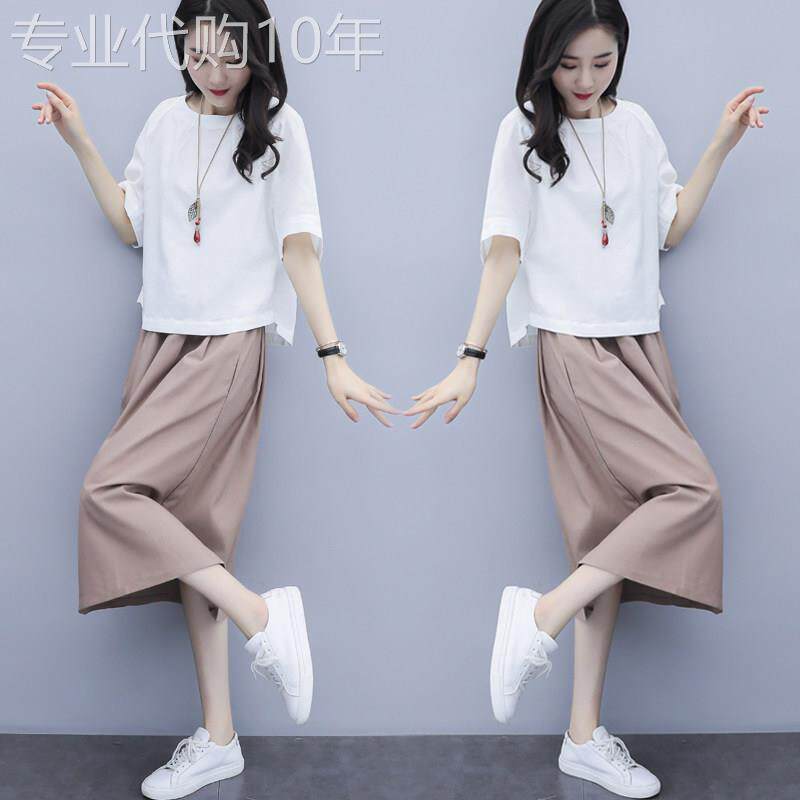 潮牌棉麻时尚套装女2026夏季休闲裙子小个子洋装宽松亚麻两件套