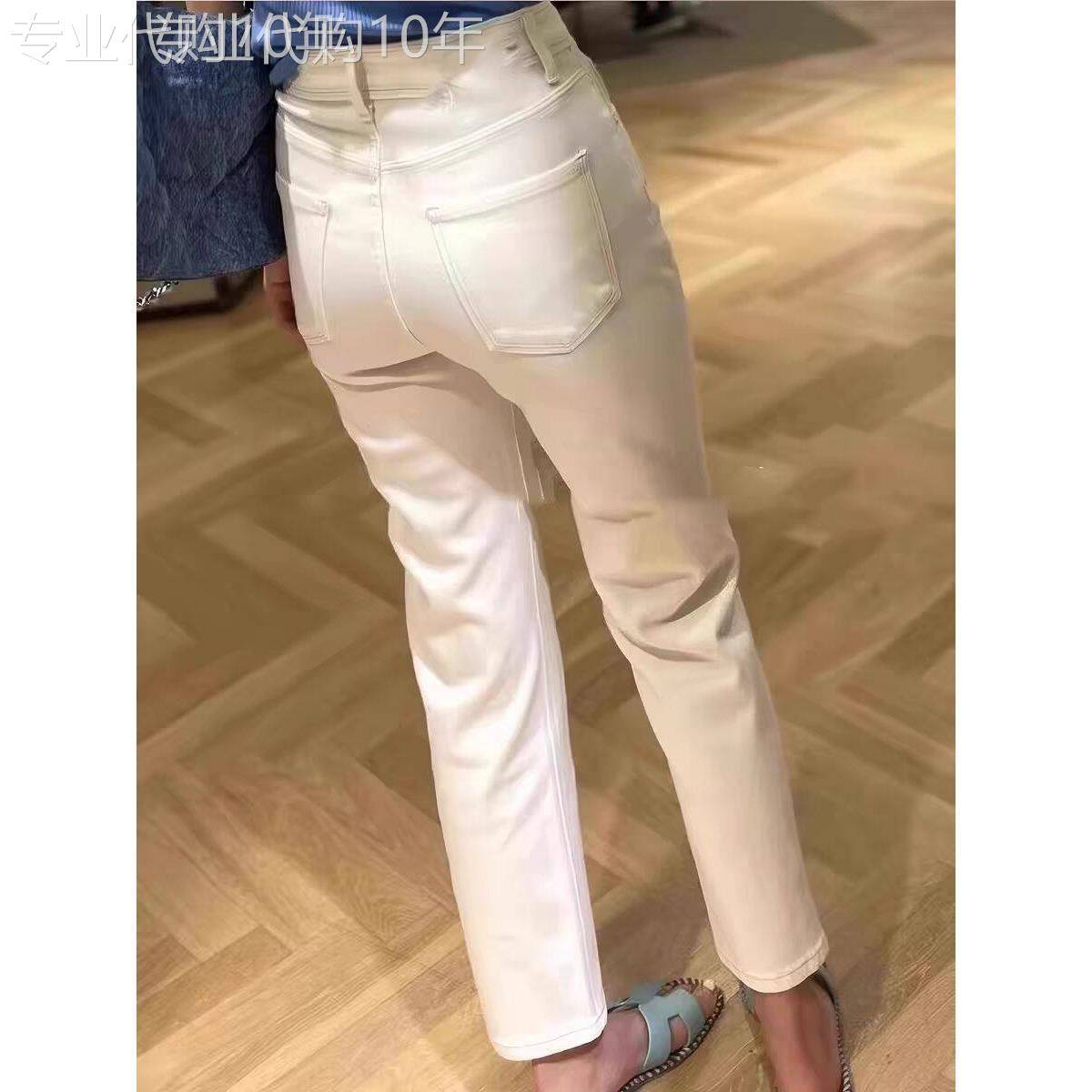潮牌白色牛仔裤女春款2026新款直筒高腰弹力裤子夏薄款烟管法棍裤