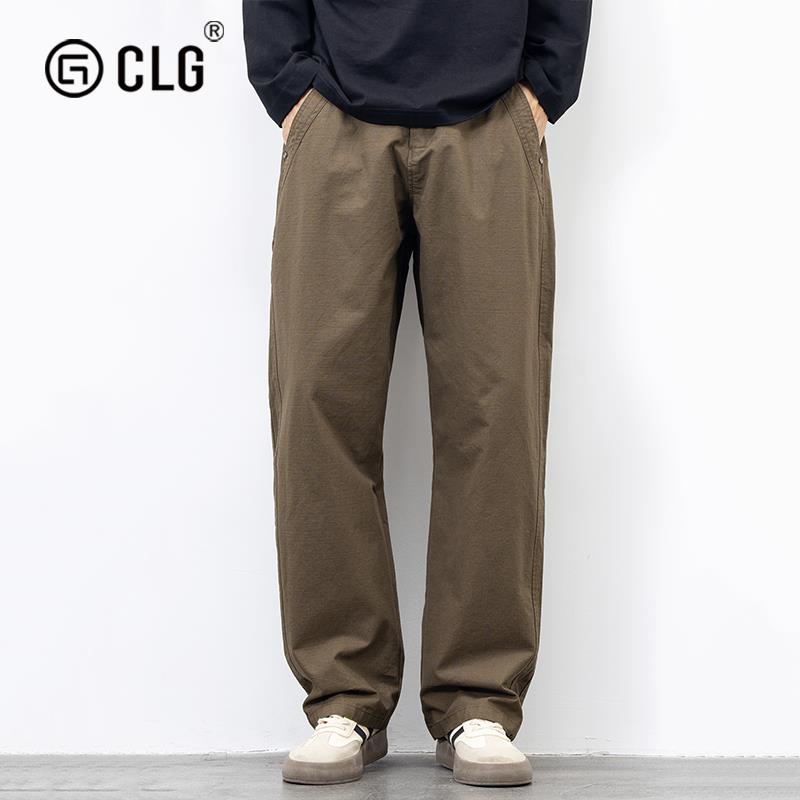 香港CLG潮牌纯棉休闲裤男直筒宽松美式工装潮流裤子新款秋季长裤