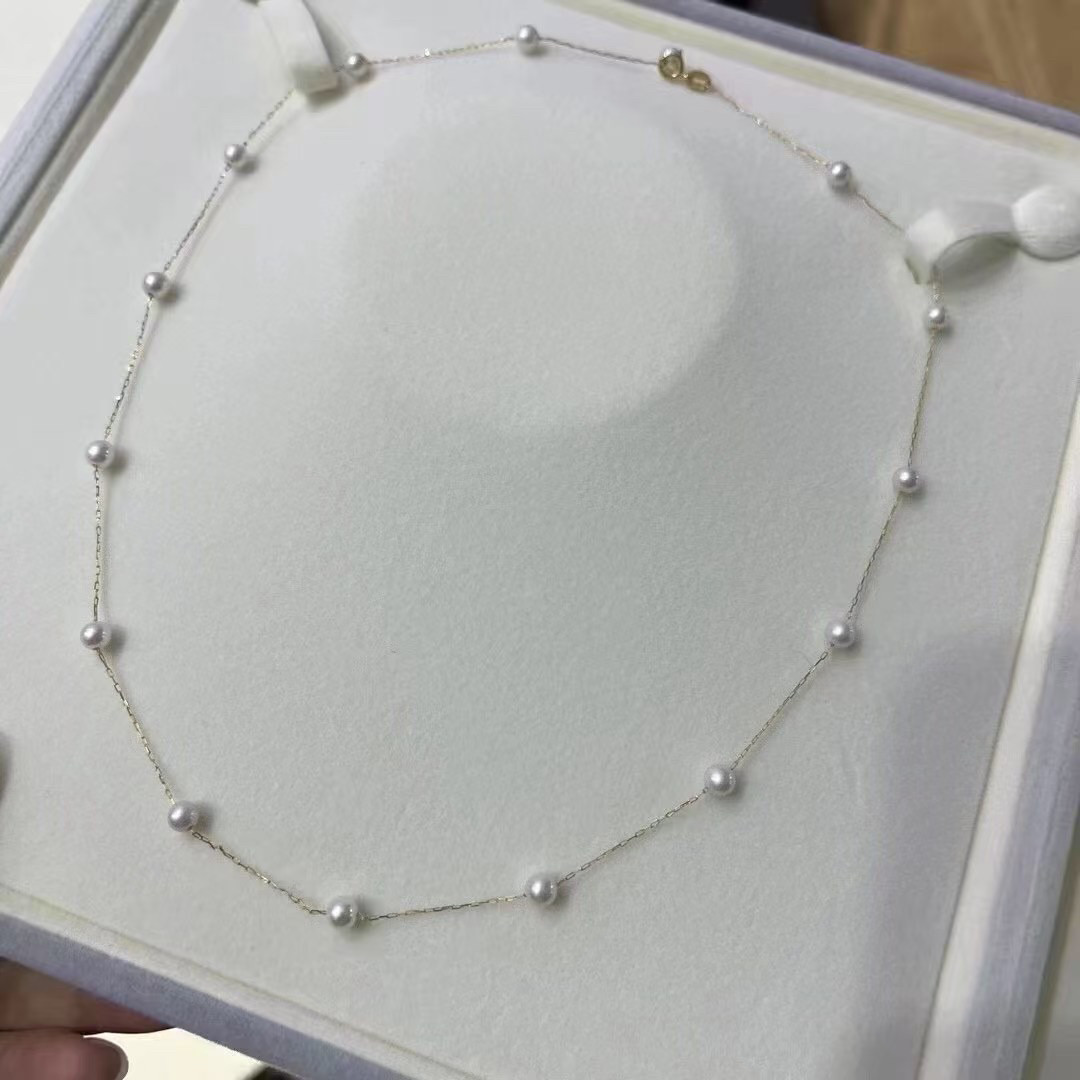 18K黄金天然淡水珍珠满天星项链