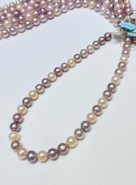 母亲节炫彩混色天然淡水珍珠项链女轻奢高级感糖果色珍珠颈链