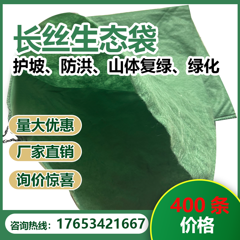 新款绿色聚酯长丝护坡生态袋子涤纶环保框架梁河道防汛草籽土工布