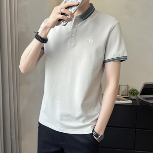 高端棉凉感夏装 春夏男t恤冰丝短袖 翻领polo衫 薄款 潮牌0325k 士夏季