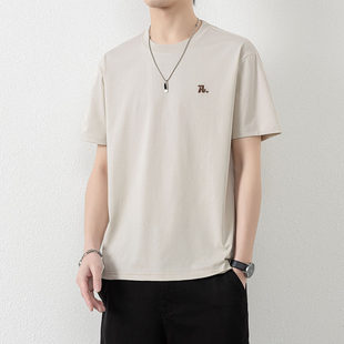 夏季 百搭刺绣半袖 2026新款 潮流修身 冰丝0325k 薄款 春夏男t恤短袖