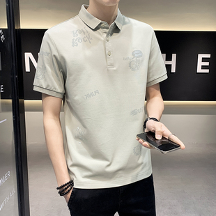 士潮流青年翻领po0325k 恤有带领2026夏天半袖 春夏男t恤衬衫 领短袖